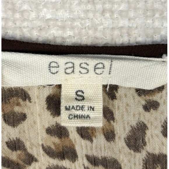 Easel Sheer Blouse Size Small Women's Leopard Print Tie Neck Boho Long Sleeves - Picture 2 of 9